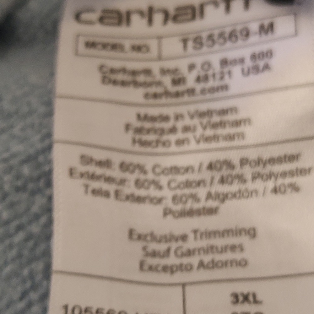Carhartt Mens TS5569-M Relaxed Fit Hoodie Light Blue 3XL Pullover Sweatshirt - Picture 3 of 7